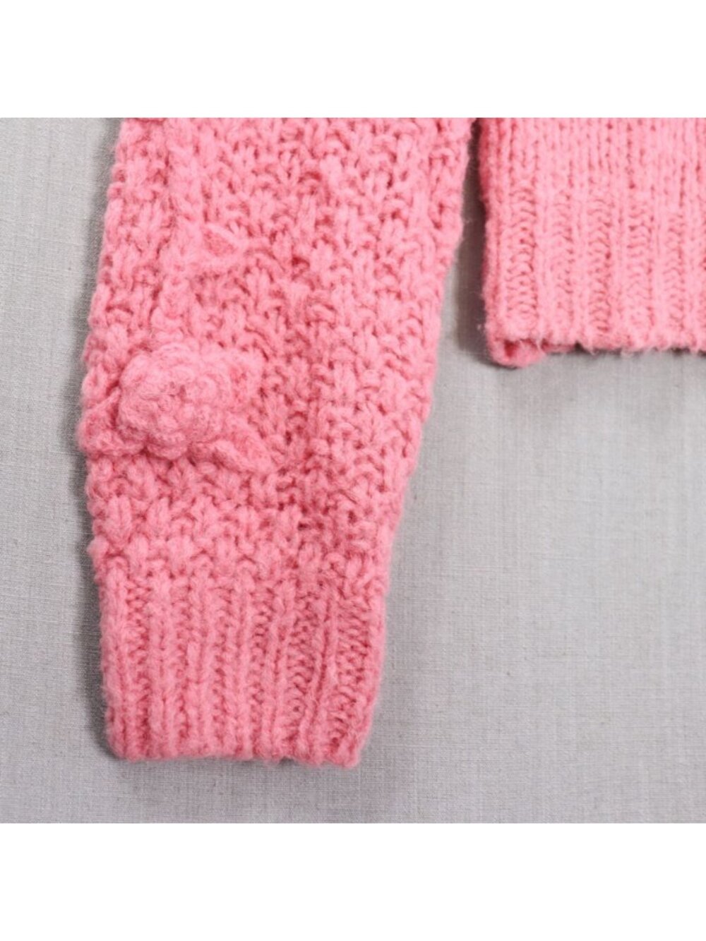 LoveShackFancy Fabietto Alpaca Cardigan Large Pink Cropped Floral - Picture 7 of 12